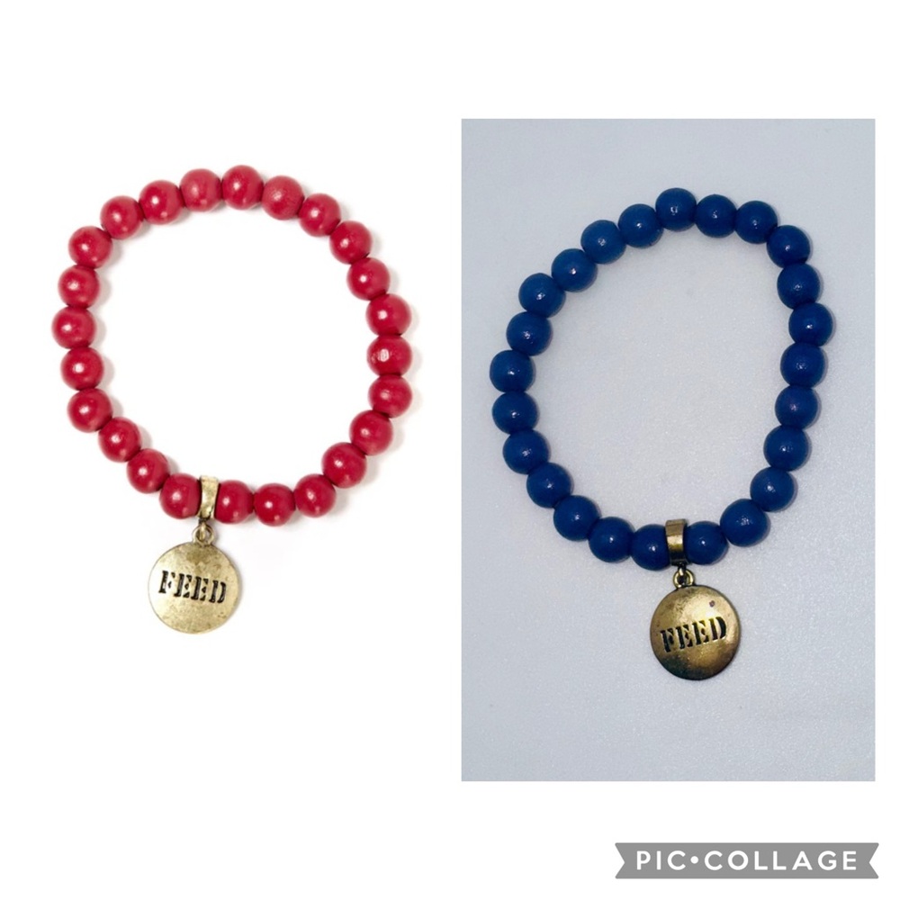 FEED Purple Beaded Bracelet with Gold Charm